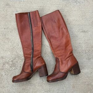 Vintage Brown Leather Knee-High Boots